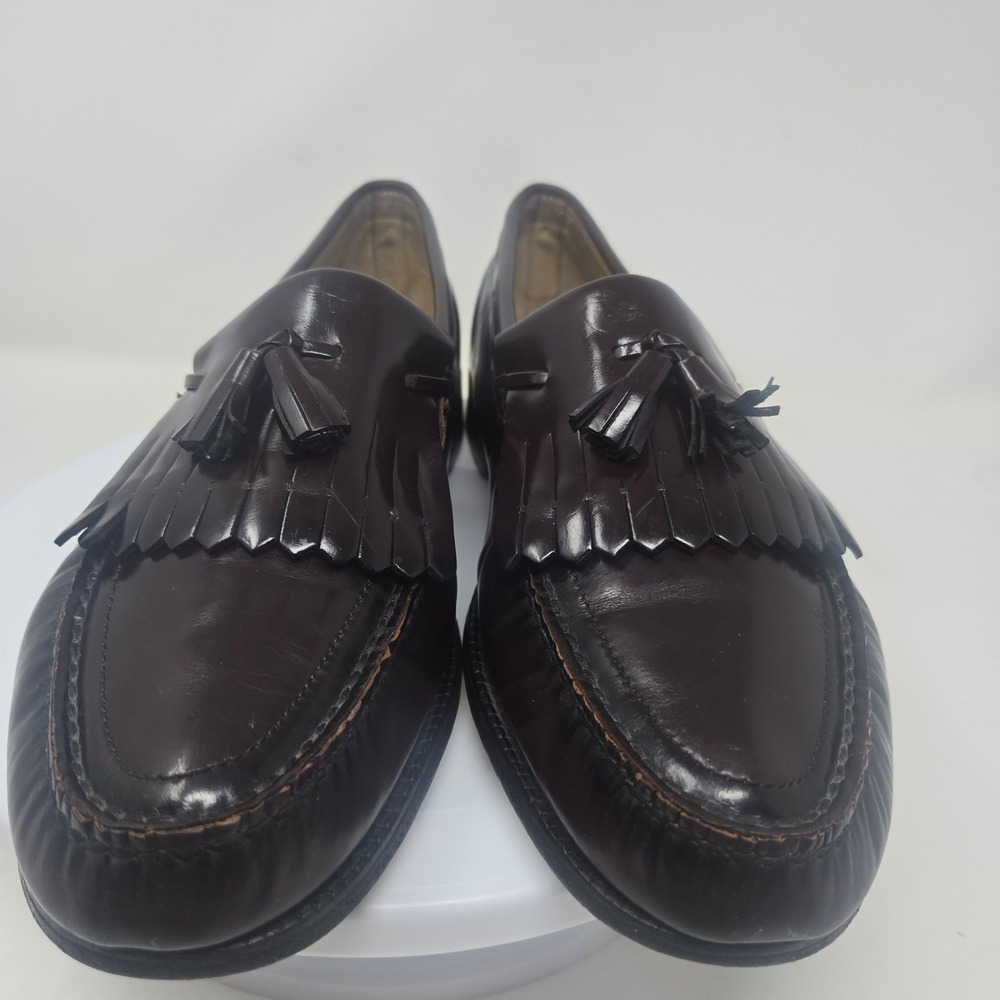 SAS Mens Cordovan Leather Kiltie Tassel Loafers Handsewn‎ Burgundy Dress Shoes - Picture 3 of 9